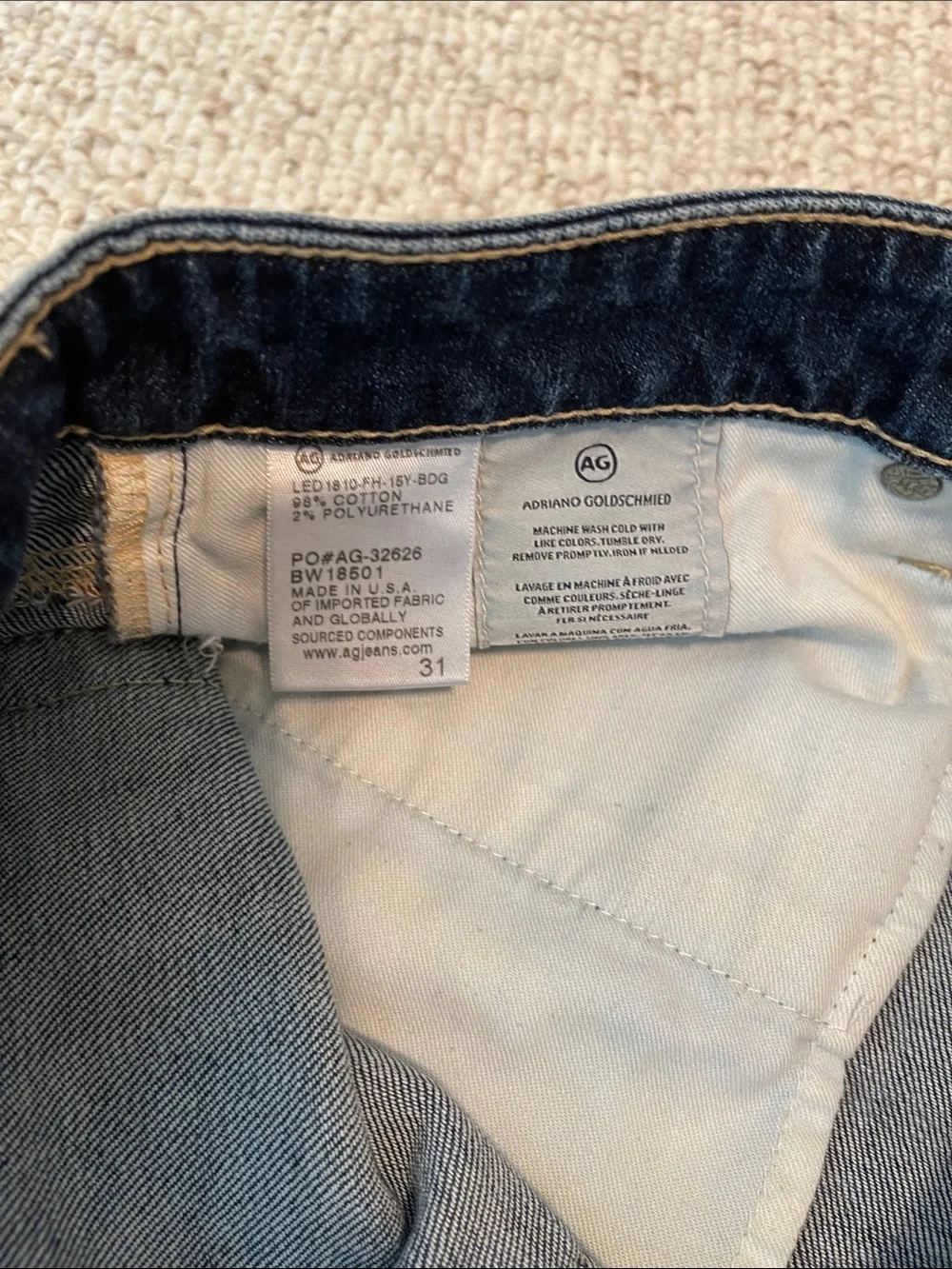 AG Adriano Goldschmied Dark Blue The Bryn Mid-Rise Jeans